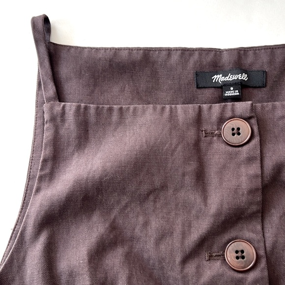 Madewell Square Neck Button Up Vest Top in Drapey Twill Brown Size 8 - Picture 6 of 8